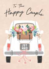 Arty Wedding Card - Wedding Car - Happy Couple created by Laura Darrington Design Ltd.