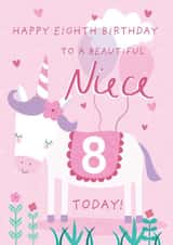 Cute 8th Birthday Card - Unicorn - Niece created by Juniper and Rose Studio