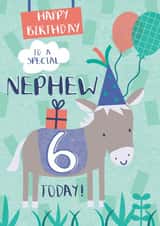 Cute 6th Birthday Card - Donkey - Nephew created by Juniper and Rose Studio