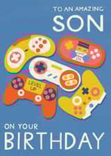 Arty Birthday Card - Son - Level Up Gamer created by Laura Darrington Design Ltd.