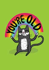 You're Old - Cheeky Birthday Card - Grumpy Cat created by Katie Abey