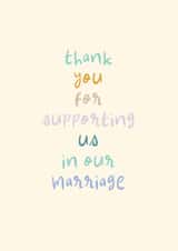 Typographic Thank You Card - Supporting Us in Our Marriage created by Rebecca Prinn