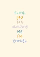 Cute Thank You Card - Showing Me I'm Enough created by Rebecca Prinn