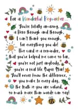 Wonderful Keyworker Card - Heartfelt Thank You Poem created by And You Can Quote Me