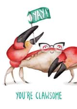 You're Clawsome - Funny and Cute Good Luck Card created by Citrus Bunn