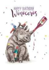 Cute Birthday Card - Rhinoceros - Winoceros created by Citrus Bunn