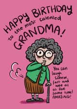 Funny Birthday Card - For Grandma - Fart, Wee & Sneeze created by Ivorymint cards