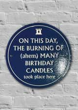 Funny Birthday Card - Heritage Plaque - Burning of Candles created by Brainbox Candy