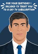 Funny Birthday Card - Rishi Sunak - Sky TV created by Pink + Pip