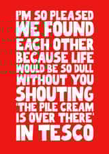 Funny Anniversary Card - For Boyfriend/ Girlfriend - Pile Cream created by Pickled Prints