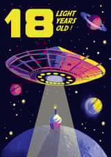 Cool 18th Birthday Card - Sci Fi Space ship - Light Years Old created by Rocket68
