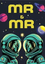 Cool Wedding Card - Mr & Mr - Retro Astronauts created by Rocket68
