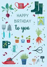Cute Birthday Card - Gardening Tools created by IC&G