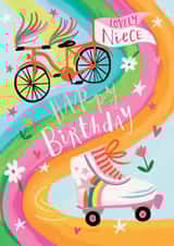 Fun Birthday Card - For Niece - Skates and Bike created by Louise Tiler