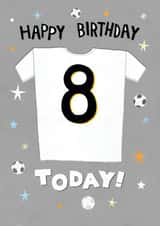 Cool 8th Birthday Card - White Football Shirt - Tottenham, Fulham, England etc created by Pencilface