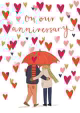 Cute Anniversary Card - Couple With Umbrella - On Our Anniversary created by Louise Tiler