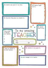 Teacher Thank You Card - Fill in the Blanks - From The Kids created by KDee Designs
