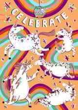 Cute Birthday or Congratulations Card - Rainbow Unicorns created by Jess Hislop