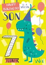 Cute Birthday Card - For Son - 7th Today - Dinosaur created by Juniper and Rose Studio
