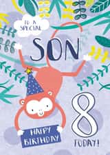 Cute Birthday Card - For Son - 8 Today - Cheeky Monkey created by Juniper and Rose Studio