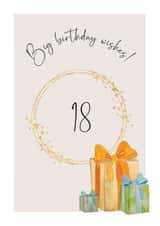 Classic 18th Birthday Card - Big Birthday Wishes - Watercolour Presents created by Heather Trefusis Art