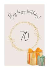 Classic 70th Birthday Card - Big Happy Birthday - Watercolour Presents created by Heather Trefusis Art