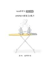 Cute 6th Wedding Anniversary Card - Iron Milestone - Six Years - 6th created by Larry the Match