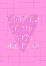 Cute cosmic-love card - Love you to the moon and more created by Yelyzaveta Kovalenko