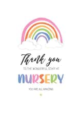 Cute Thank You Card - Rainbow - For Nursery Keyworkers created by Silly Prints