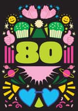 Arty Birthday Card - 80th - For Him and For Her created by OBJECTABLES