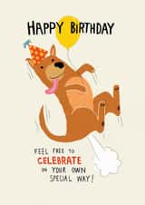 Funny Birthday Card - Dog Farting - Celebrate created by Pencilface