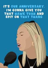 Cheeky Anniversary Card - For Him - Hawk Tuah Girl Meme created by Pink Peach Cards