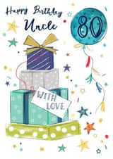 Classic 80th Birthday Card - For Uncle - Presents created by Katie Phythian Design