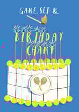Fun Birthday Card - Tennis - Game, Set & Match created by DOTS + STRIPES