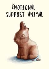 Funny Birthday/ Thinking Of You Card - Chocolate Rabbit - Emotional Support Animal created by Bewilderbeest