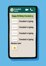 Funny Texting Birthday Card - For Grandad - Thumbs Up created by Nicola Watson