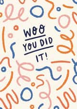 Cute Congratulations Card - Confetti squiggles - You Did It created by Nicola Scott