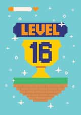 Fun Birthday Card - 16th Birthday - Gaming Level Up created by Harkiran Kalsi