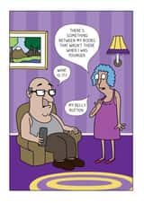 Funny Birthday Card - For Her - Comic Getting Older - There's Something Between My Boobs created by Liverpool Card Studio