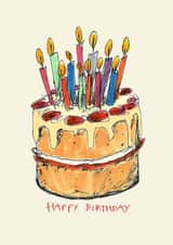 Arty Birthday Card - Illustrated Cake & Candles created by Poet and Painter