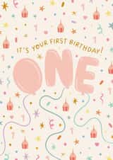 Cute 1st Birthday Card - For a Little Girl - One created by The Pattern Press