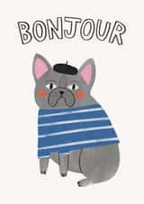 Cute Frenchie Thinking of You Card - Send A Smile -  Hello - French Bulldog created by Alice Mole Illustration