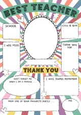 Cute Thank You Card - For Teacher - From The Kids - Personalise Sentimental created by Mad Philomena