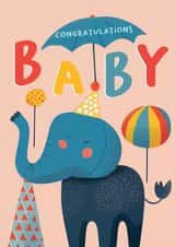 Cute New Baby Card - Baby Shower - Elephant created by Foggish