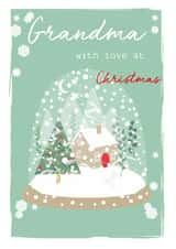 Classic Christmas Card - For Grandmother - Cute Mountain House in a Snowy Snowglobe created by SABIVO Design by Sabina