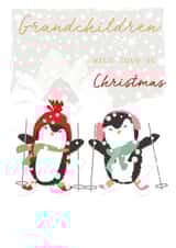 Classic Christmas Card - For Grandchildren - Cute Penguins created by SABIVO Design by Sabina