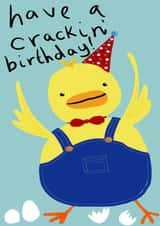 Cute Birthday Card featuring a chick in a party hat created by Sorrel Knott