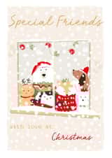 Classic Christmas Card - For Special Friends Cute Animals with Festive Hats created by SABIVO Design by Sabina
