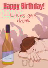 Funny wine-drunk party birthday card for friends and family. created by sunnygeffin