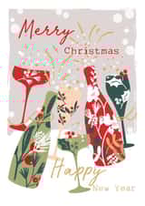 Classic Christmas Card - Happy New Year - Cheers - Champagne Prosecco created by SABIVO Design by Sabina